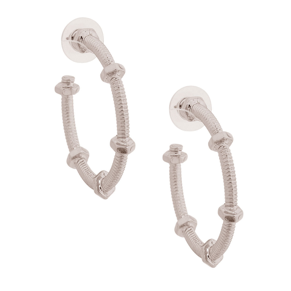 Silver Nut Bolt Hoops