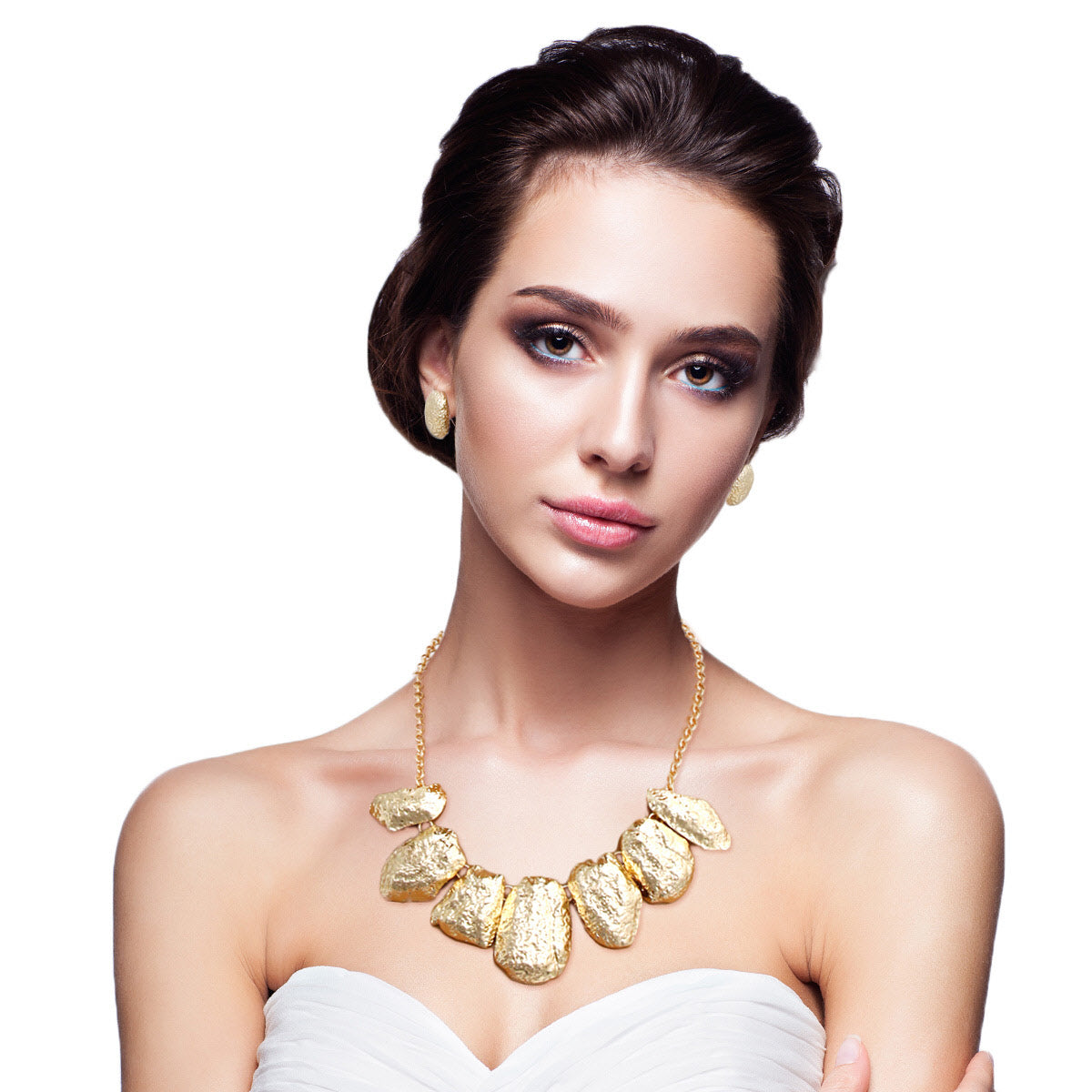 Textured Metal Necklace Set