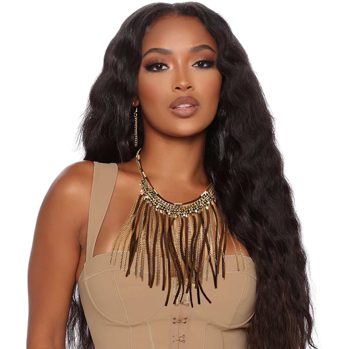 Suede and Chain Necklace Set