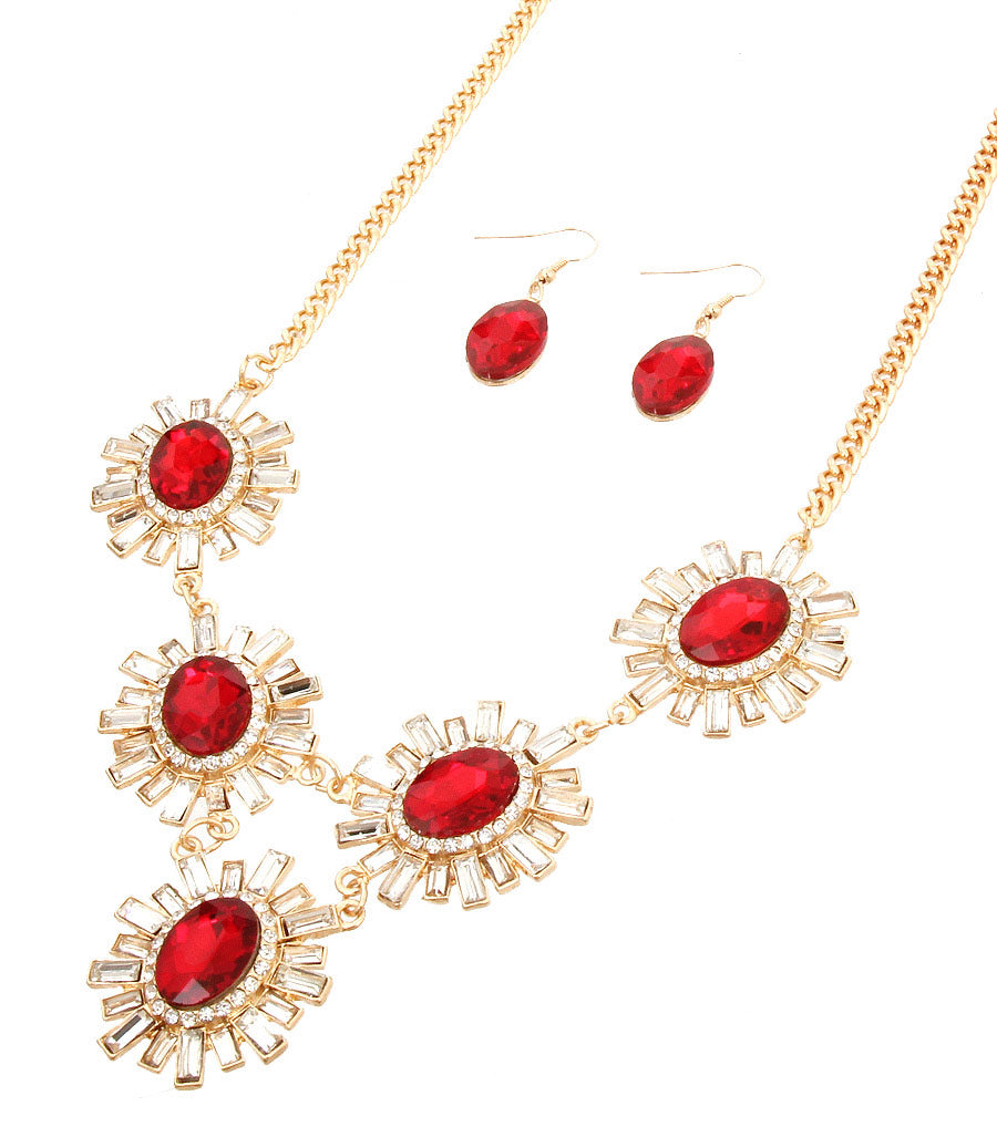 Flower Pendant Necklace Set