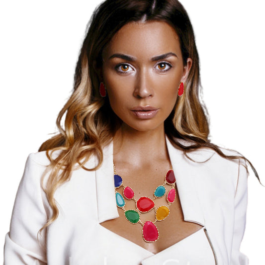 Short Necklace Irregular Resin Teardrop inset