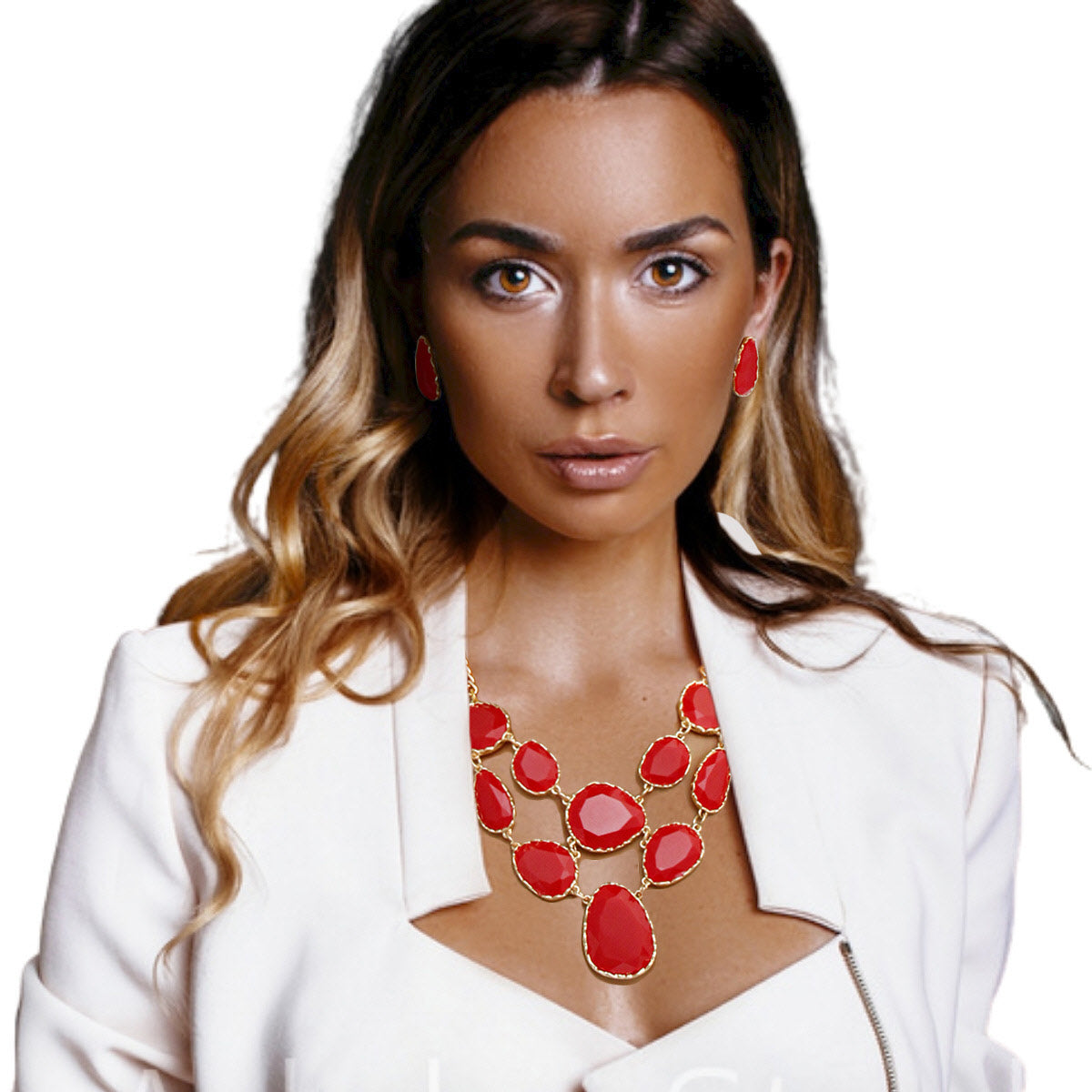 Short Necklace Irregular Resin Teardrop inset