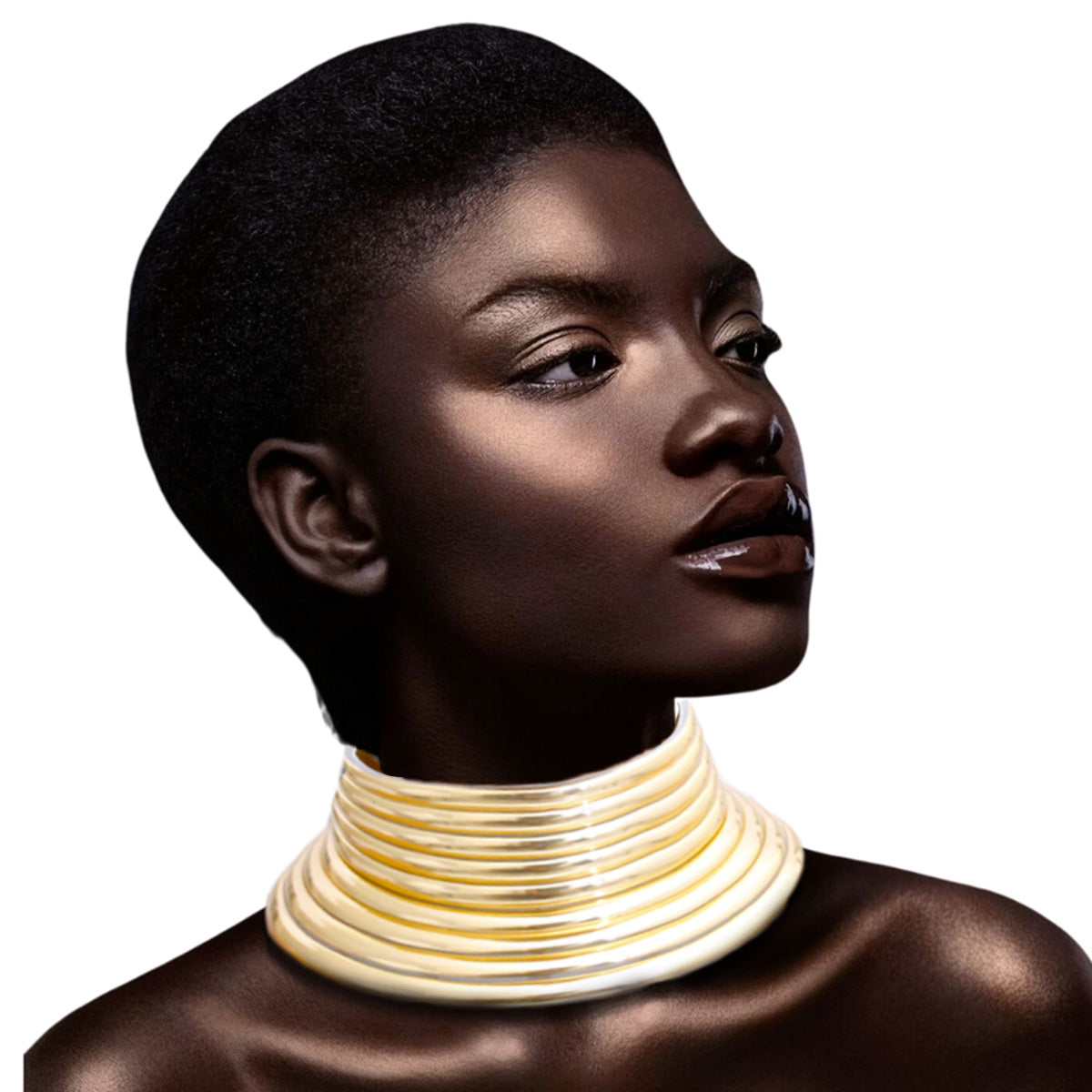 Gold Vegan Leather Snap Collar