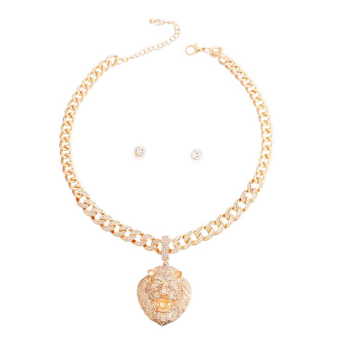 Iced Gold Cuban Chain Lion Necklace