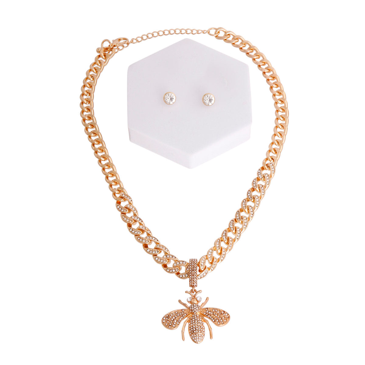 Iced Gold Bee Cuban Chain Set