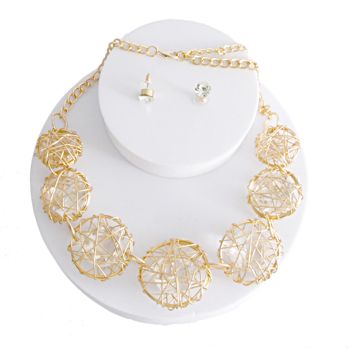 Gold Wire Crystal Necklace