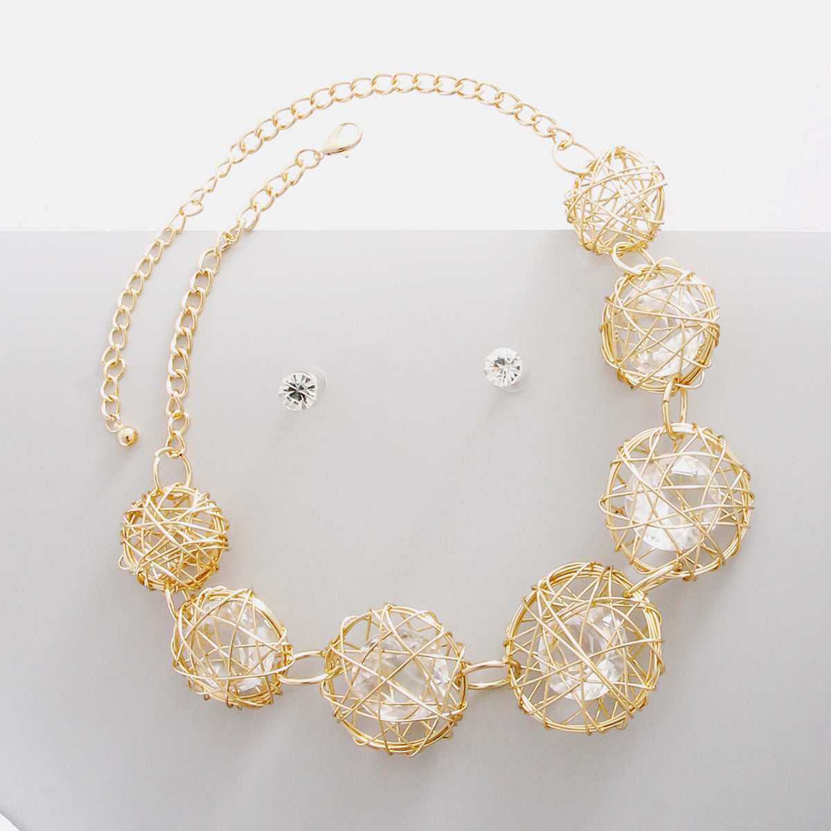 Gold Wire Crystal Necklace