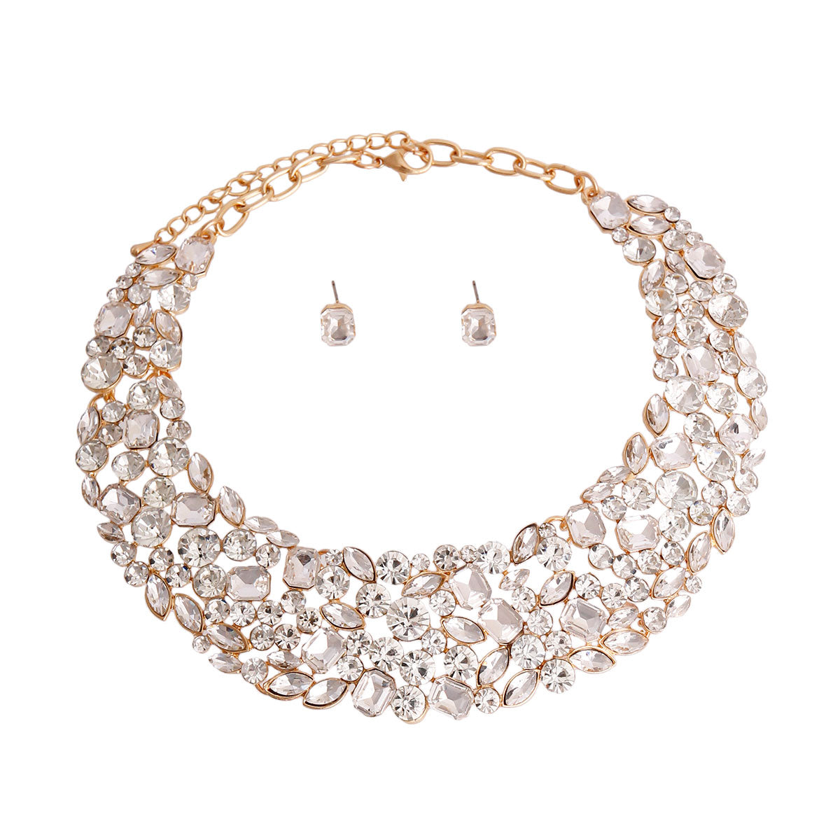 Gold Crystal Rigid Collar Choker Set