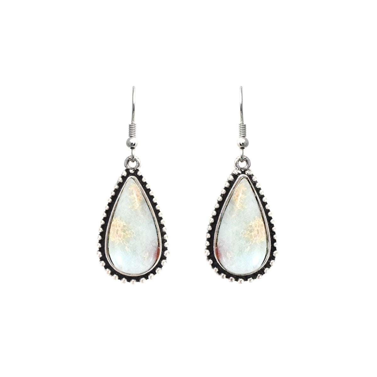 Burnished Cream Teardrop Hook Earrings