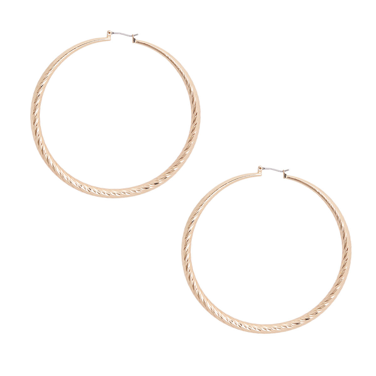 Gold Brass Diamond Cut Hoops