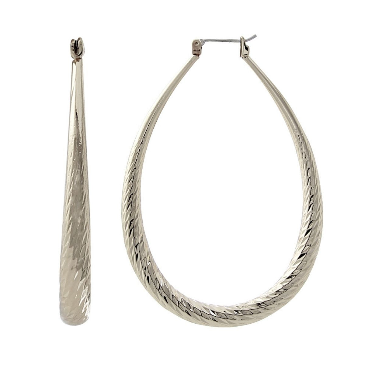 Silver Brass Teardrop Hoops