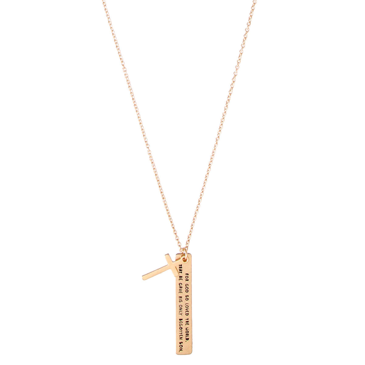 Gold Verse Cross Pendant Necklace
