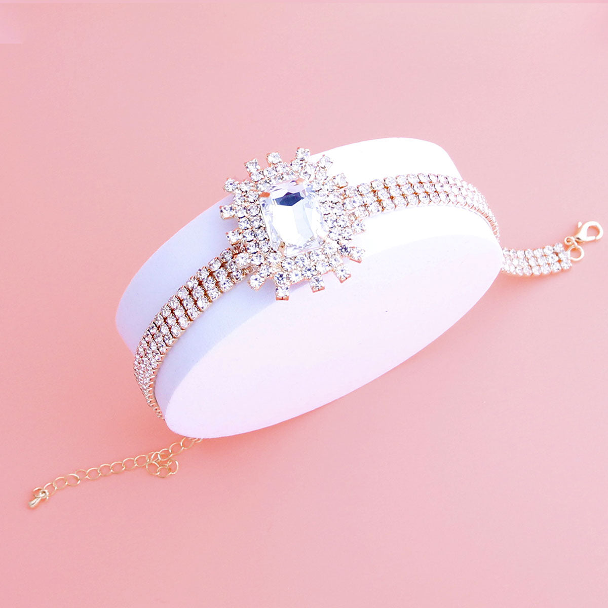 Gold Rectangle Burst Stone Choker