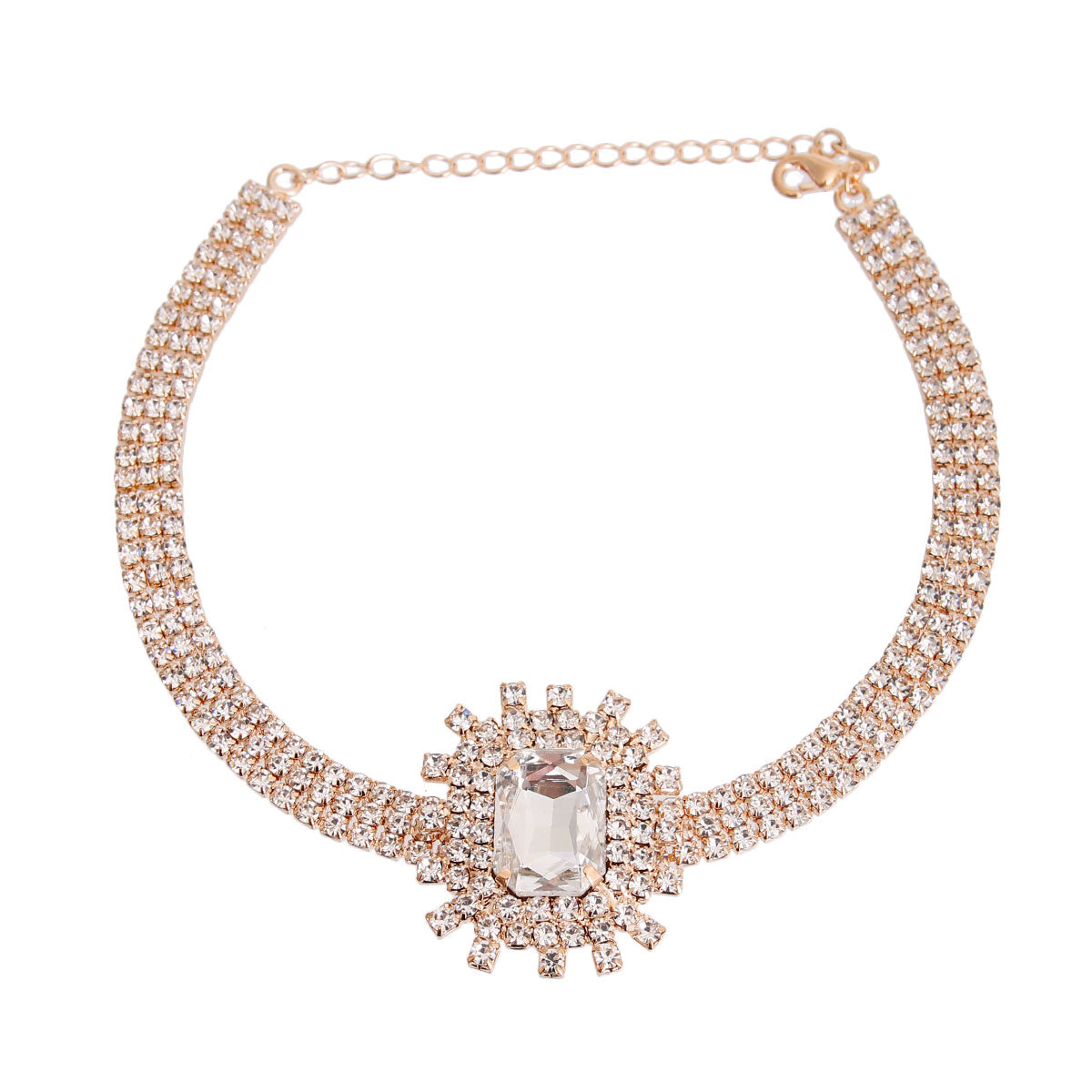 Gold Rectangle Burst Stone Choker