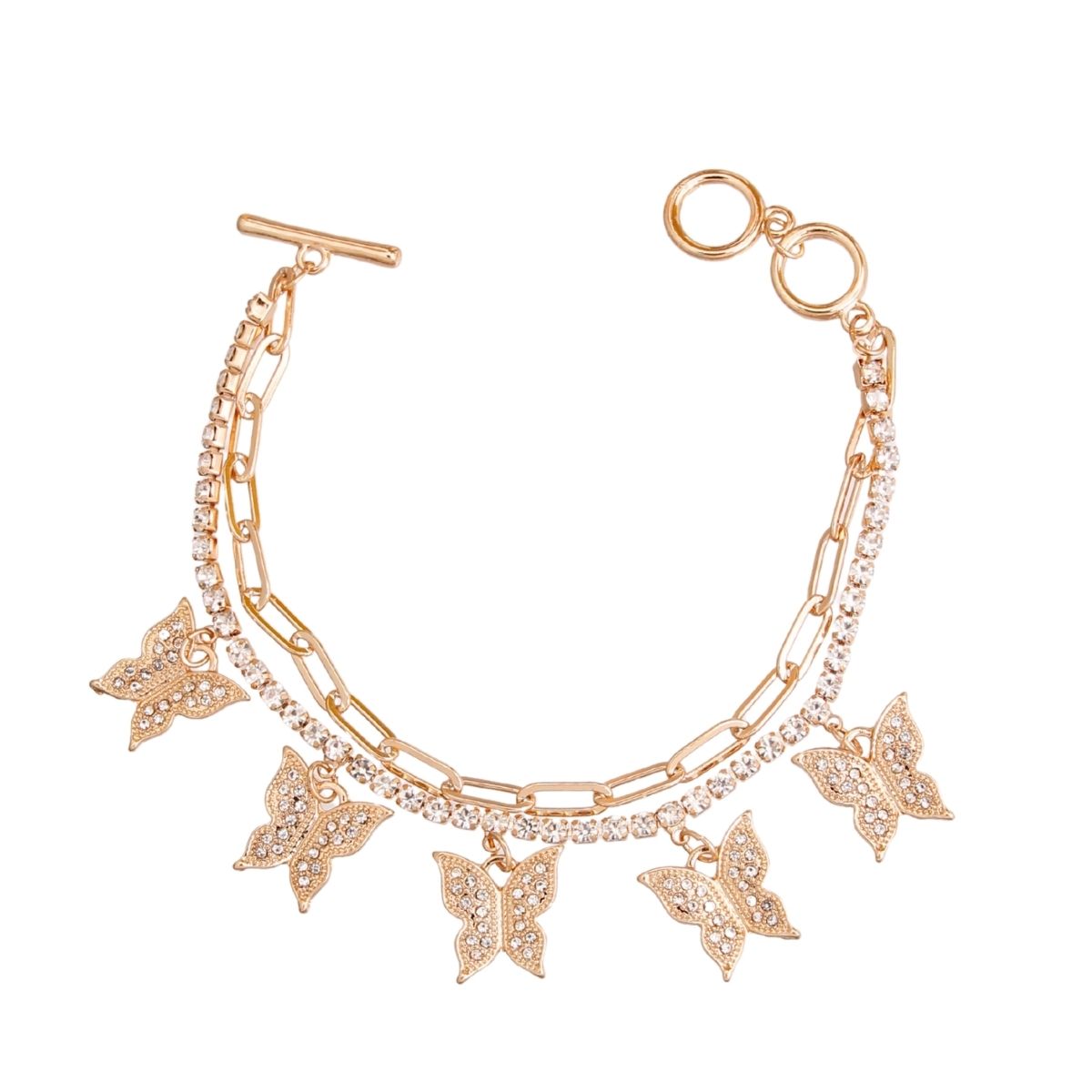 Gold 2 Layer Butterfly Bracelet