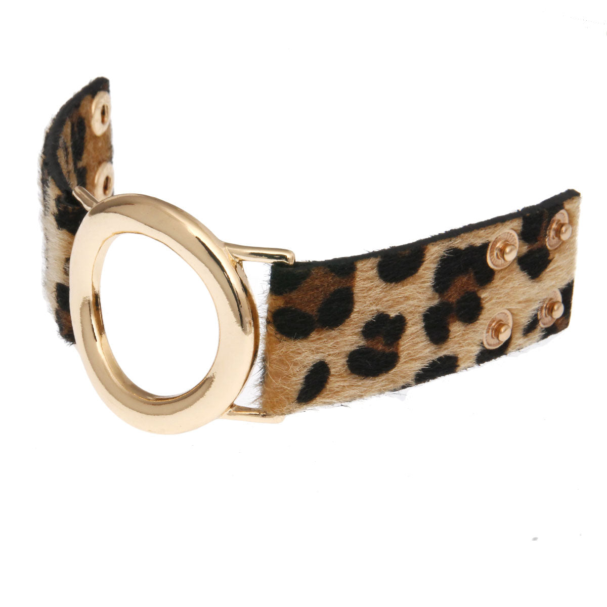 Leopard Faux Fur Circle Snap Bracelet