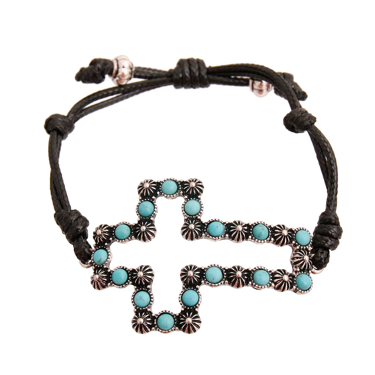 Burnished Silver Cross Rope Bracelet