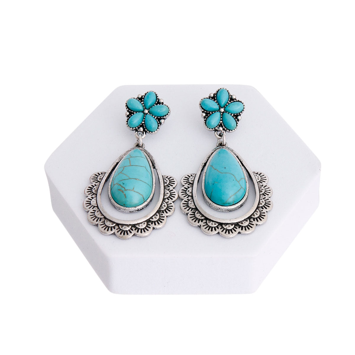 Turquoise Teardrop Beaded Earrings