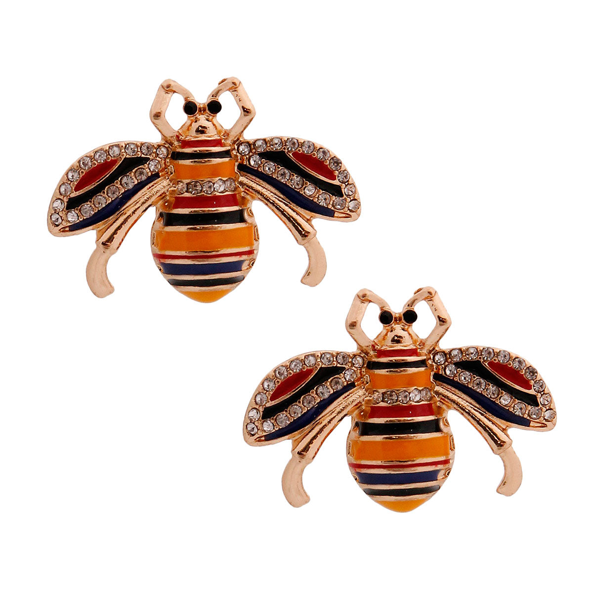 Designer Yellow Stripe Bee Studs