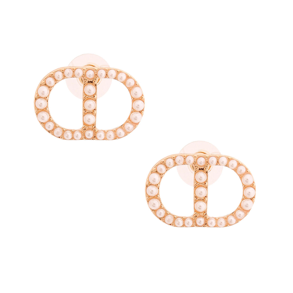 Designer Pearl Studded Logo Earrings