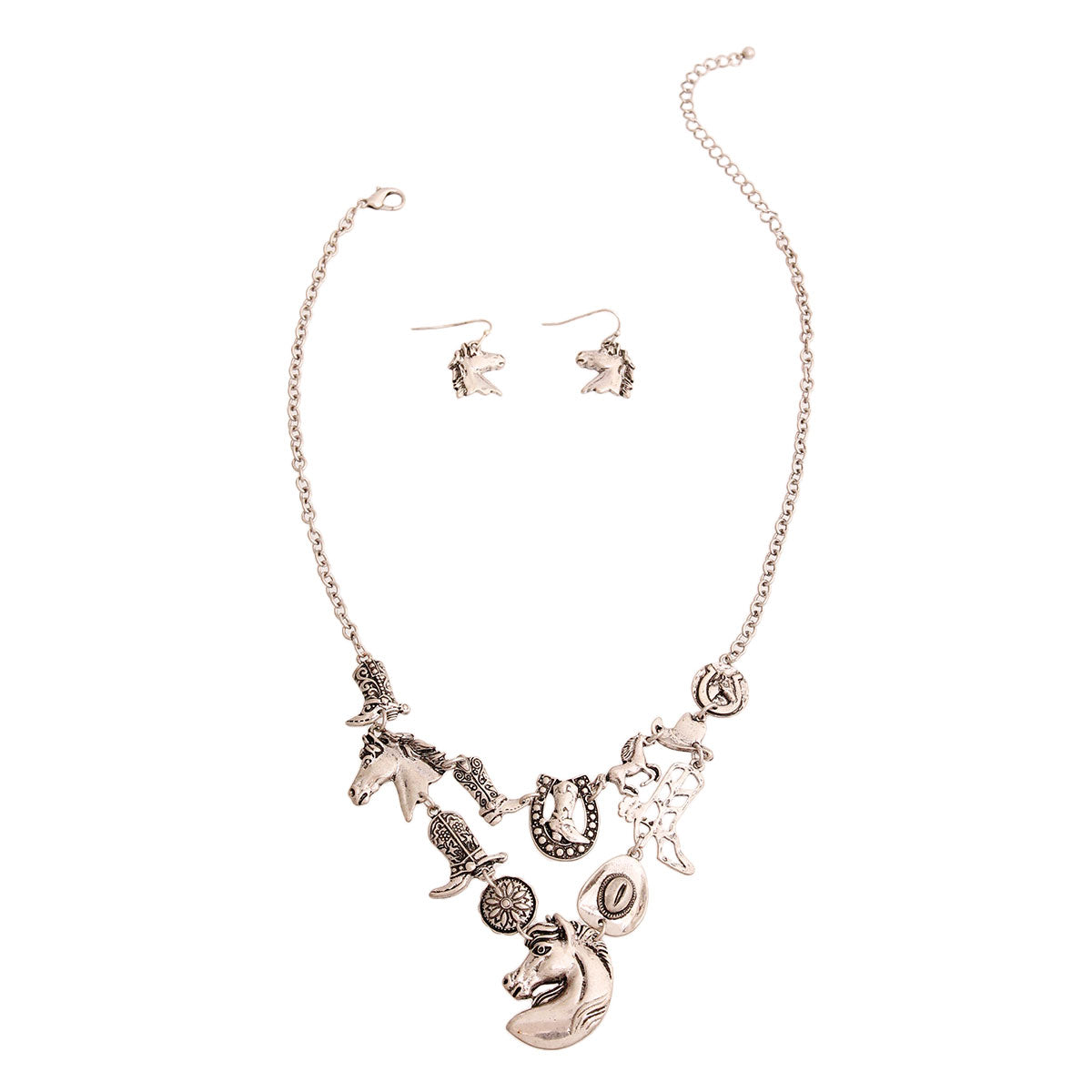 Burnished Silver Horse Charm Necklace