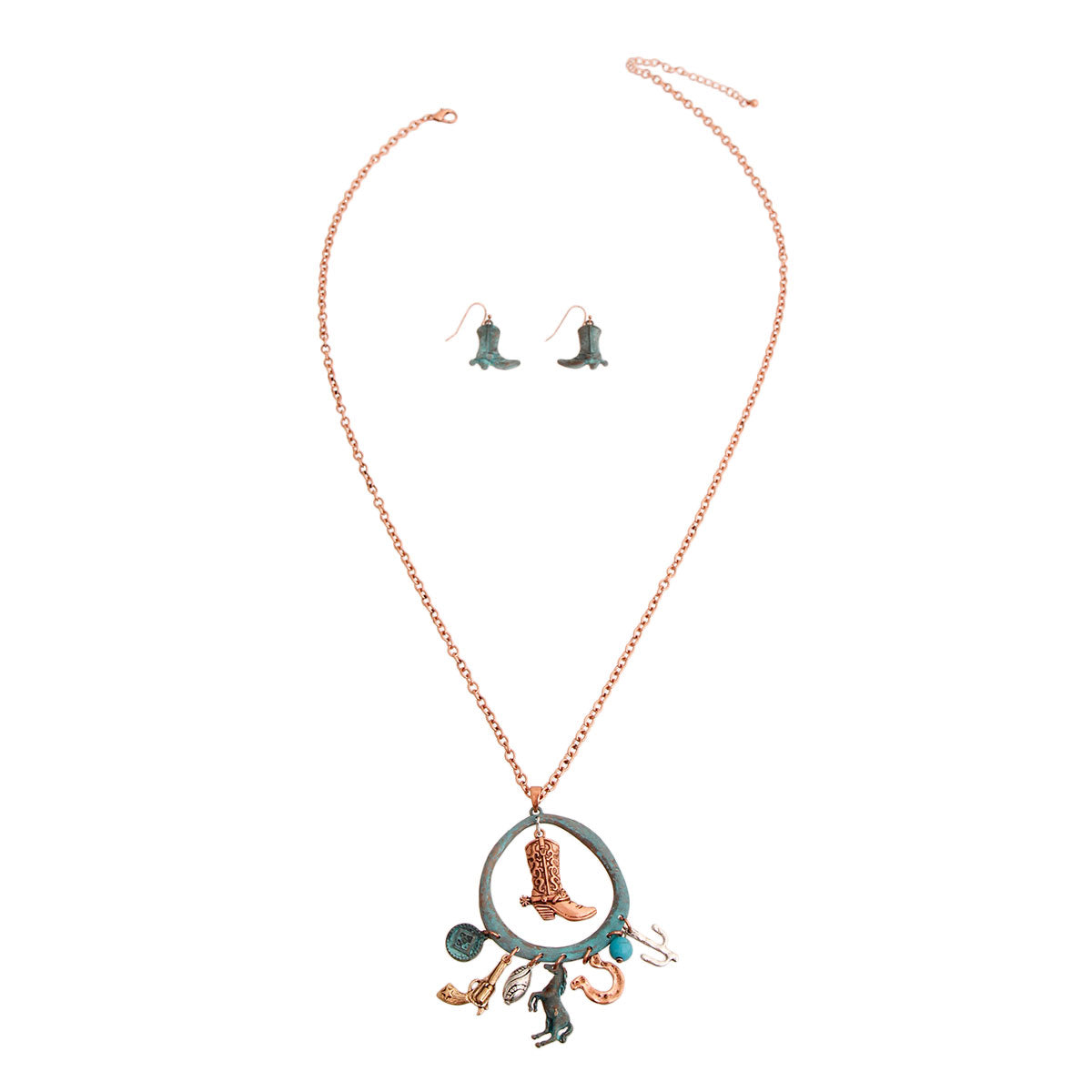 Patina Cowgirl Charm Necklace