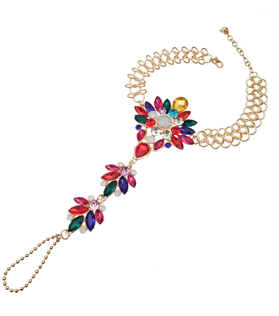Gold Multi Color Crystal Anklet