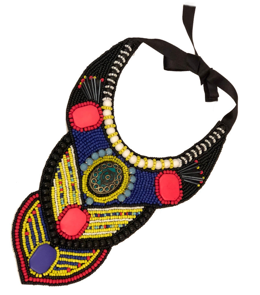 Multi Color Bead with Turquoise Mosaic Necklace