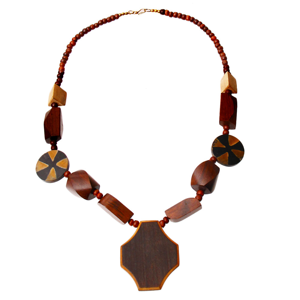 Wooden Shaped Bead Necklace